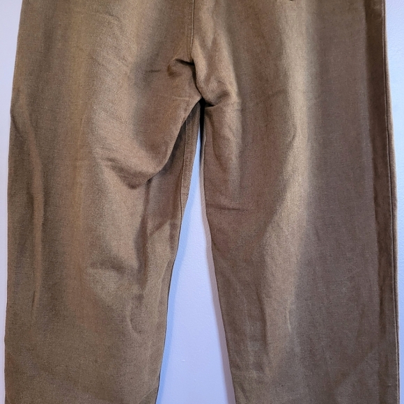 Talbots Petites Vintage Brown Irish Linen Cotton Blend High Rise Tapered Pants - Picture 10 of 14